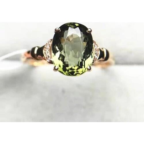 18k rose gold with South African diamond natural tourmaline ring