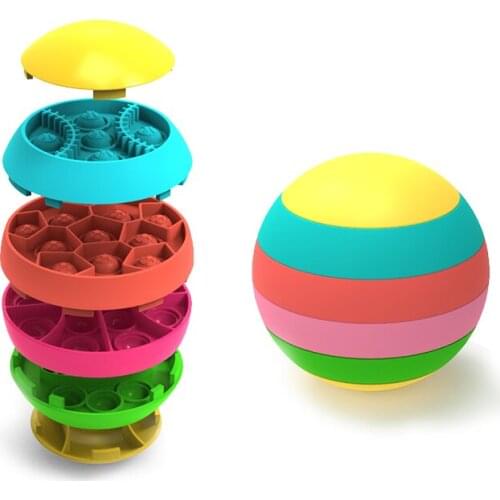 3D Rainbow Ball Fidget Reliver Stress Sensory Toy Simple Dimple Assembling Ball Toy For Kid Autism Special Needs Soft Antistress