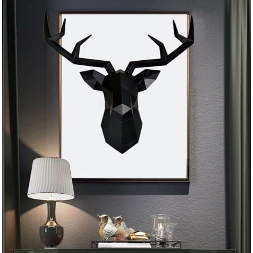 3D DEER SCULPTURE HOME DECOR 50X49X20CM WALL HANGING STATUE DECORATION ACCESSORIES LIVING ROOM ELK ABSTRACT SCULPTURE CHRISTMAS