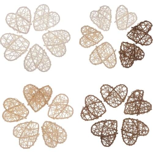 5Pcs Rattan Wicker Ball Photo Props, Heart Shaped Home DIY Trinkets