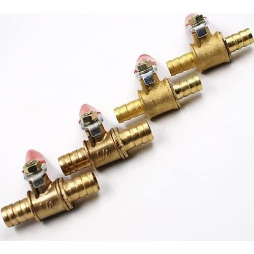 6mm-12mm Hose Barb Inline Brass Water Oil Air Gas Fuel Line Shutoff Ball Valve Pipe Fittings Pneumatic Connector