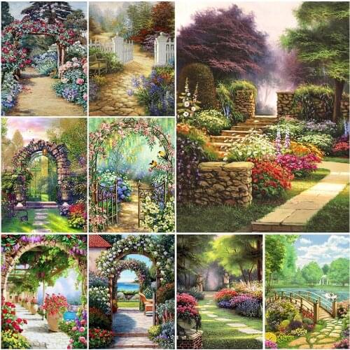 5D DIY Diamond Painting Full Drill Diamond Embroidery Landscape Garden Picture Rhinestones Mosaic Handmade Art Home Decoration