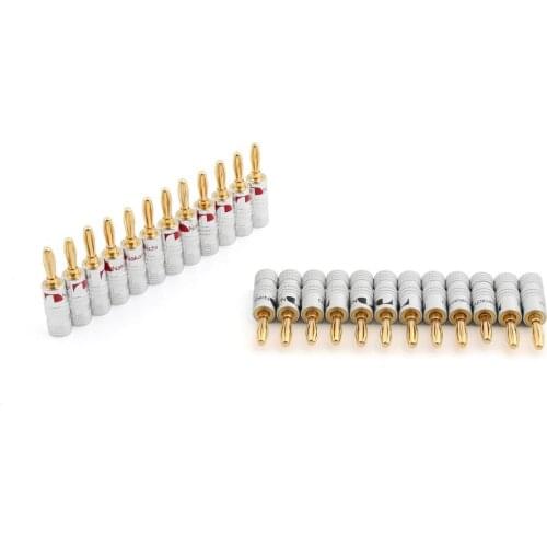 Areyourshop New 24Pcs 24K Gold Plated Speaker Banana Plug Audio Jack Connector