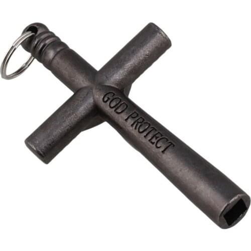 Jesus Cross 6mm Drum Key with Chain Necklace Drum Tuning Key Metal Tuning Wrench