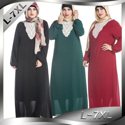 BianFeng Womens Chest Decal Turkey Muslim Abaya Hijab Dress Solid Plus Size Long sleeve Robe Marocain Dresses