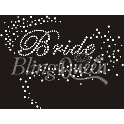 BlingQueen 25PCS/LOT Heat Transfer Decal Iron-on Rhinestone Heat Transfer Spray Bride Design