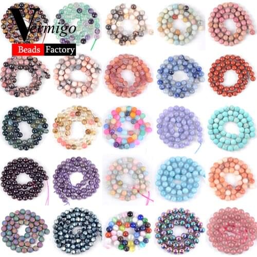 Natural Mix Gem Stones Beads Diy Accessories 4-12mm Agates Tiger Eye Red Jaspers Lava Round Loose For Jewelry Making 15