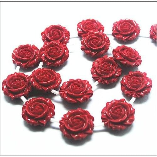 Red flower beads accessories double faces carving flower craft beads loose beads diy jewelry components size 20mm 25mm