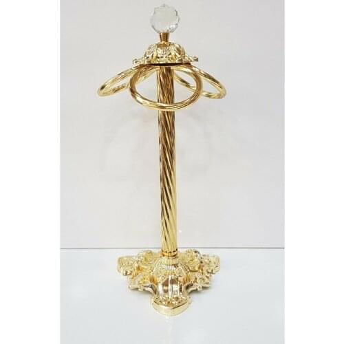 3 Piece Handle Towel Holder Gold Color Embroidered Kitchen Bathroom Use Accessories Modern Decorative Stylish Decor Gift