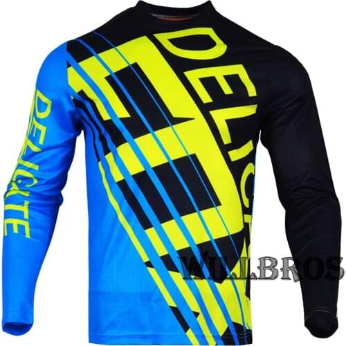 Mountain Bike Offroad Cycling Jersey 360 Intake Motocross Racing Long Sleeve Black Blue Clothes Mens
