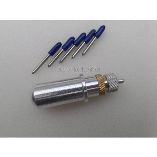 HQ 1pc Roland Silver 14mm Diameter Blade Holder +5 pcs 60 Degree Liyu GCC Vinyl Cutter Plotter Cutting Blades