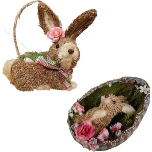 Rabbit Basket Home Garden Bunny Decoration 11 X 14 X 20cm Grass Easter Supplies