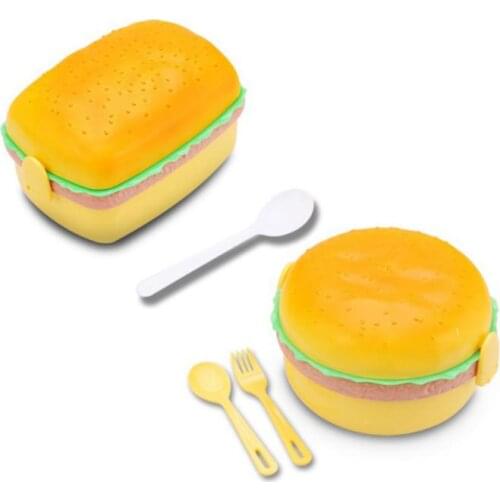 Microwave Lunch Box Cute Hamburger Dinnerware Food Storage Container Children Kids School Office Portable Bento Box
