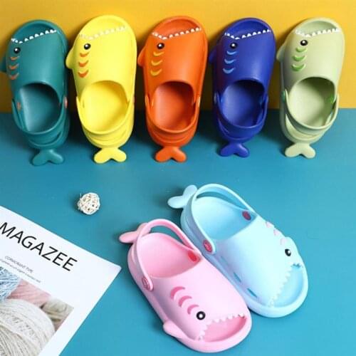 Summer Fashion Fun Shark Slippers Baby Boy Beach Shoes Soft Bottom Non-slip Hole Shoes Baby Girls Toddler Shoes Kids Sandals