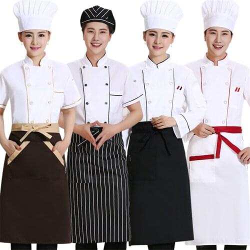 Wholesale Man Woman Restaurant Bakery BBQ Jacket Kitchen Cook Uniforms Double Breasted Breathable Chef Coat Apron Work Clothes