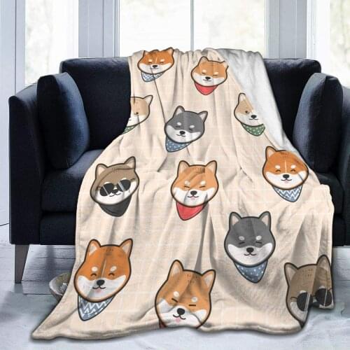 Cute Shiba Inu Japanes Dog Soft Throw Blanket 60x80 inch Lightweight Flannel Fleece Blanket for Couch Bed Sofa Travelling