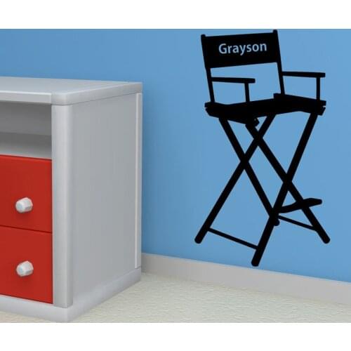 Directors Chair Wall Decal Custom Name Removable Wall Art Sticker-Movie Room-Home Theater Murals Waterproof 2224