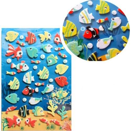 Cute 2 Colors Cartoon Tropical Fish Sticker DIY Nonwoven Felt Fabric For Child