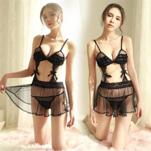 New Sexy Costumes Women Erotic Lingerie Hot Dress Set Underwear Backless Lace Clothing Sex Toys Uniform +G-string Exotic Apparel