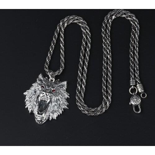 Custom 925 Silver Wolf Head Pendant Mens Hip Hop Jewelry Divino Nino Jesus New Necklace 2020 Wholesale S925 Sweater Necklace