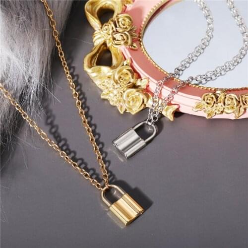 IF ME Simple Lock Pendants Necklaces For Women Fashion Punk Gold Silver Korean Necklace Party Jewelry 2019