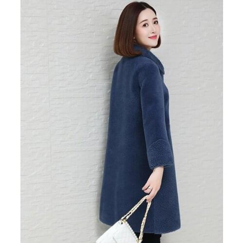 Coat Real Winter Fur Sheep Shearing Wool Jacket Korean Long Coats and Jackets Women Clothes 2020 HK00029-4 KJ4649