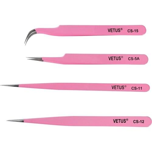 Vetus Pink Tweezsers for Eyelash Beauty Tools Planting Grafted Eyelashes Stainless Steel Tweezers