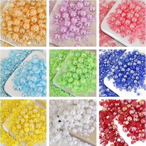 Prajna 4100pcs Beauty Half Round Flatback ABS Pearls Rhinestone Multi-size Nail Art Decoration Nail Tools Nail Decoration F