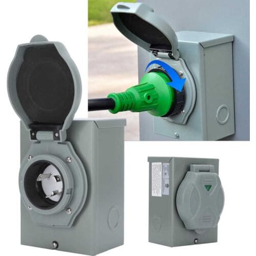 RV 30A 125V 10 AWG Generator Power Inlet Box 3 Core Interface with LED Indicator Light Motorhome Components