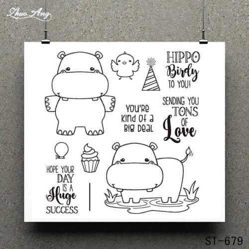 Cute Hippo and Words Clear Stamp for Scrapbooking Rubber Stamp Seal Paper Craft Clear Stamps Card Making