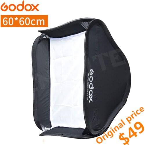 Godox 60*60cm Flash Diffuser Photo Studio Softbox Soft Box for Speedlite Flash Light without S-type Bracket Bowens Holder
