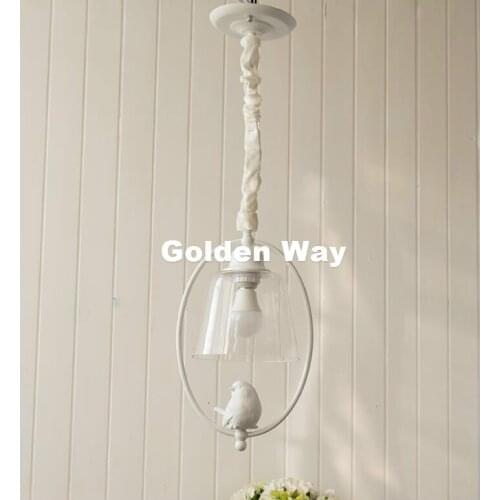 Nordic White D25cm Glass Pendant Lamp Black/White Creative Brief Restaurant Lights Bird Personalized Rustic Glass Pendant Lamp