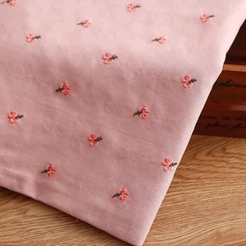 Japanese Style Ramie Cotton And Linen Cloth Diy Handmade Three-Dimensional Flower Embroidery Fabric For Clothing Apron Cushion