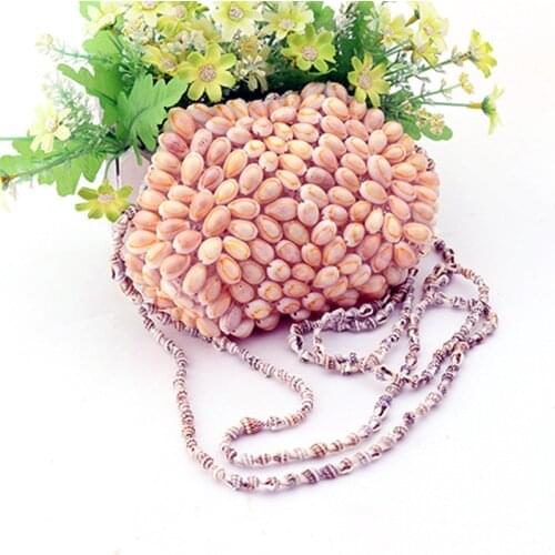 2019 Handmade Woven Beach Creamy White Natural Sea Handbag Travel Storage Bag Sea Shells Shell Case for headphones Home Decor