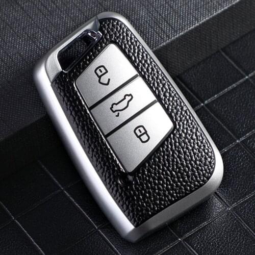 TPU Leather Car Key Cover For VW Volkswagen Magotan Passat B8 Skoda Superb Kodiaq A7 Smart Keychain Remote Fob Protector Case