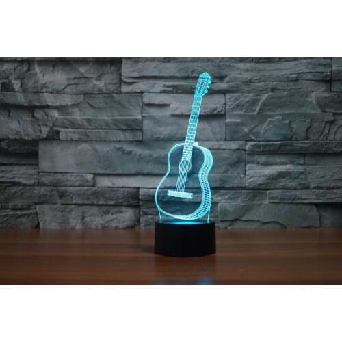 Ukulele Guitar 3D LED Night Light Action Figure 7 Colors Touch Table Decoration Light Optical Illusion Model