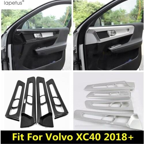 Lapetus Accessories Fit For VOLVO XC40 2018 - 2021 ABS Inner Door Pull Doorknob Handle Hand-clasping Bowl Molding Cover Kit Trim