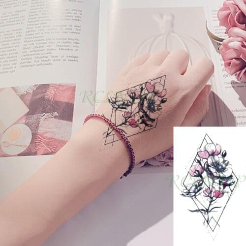 Waterproof Temporary Tattoo Sticker Color Flower Geometric Pattern Small Body Art Flash Tatoo Fake Tatto for Kids Men Women