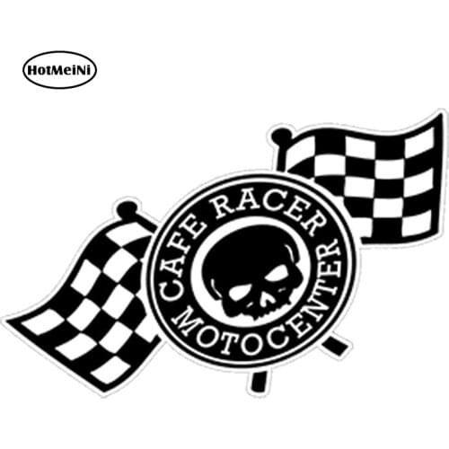 HotMeiNi 13cm x 6.5cm Car Styling Waterproof Vinyl Sticker Cafe Racer Chequered Flag Car Racing Rally Sport Tuning Car Sticker