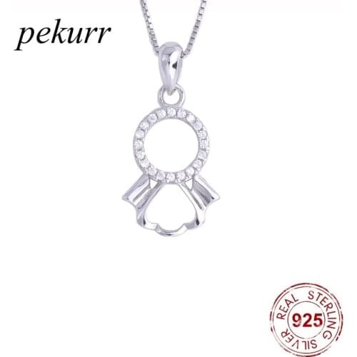 Pekurr 925 Sterling Silver CZ Round Fairy Wing Angel Necklace For Women Crystal Fairy Elves Pendants Party Fashion Jewelry