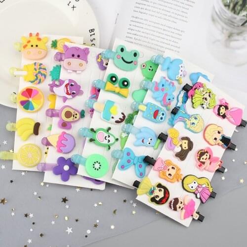 10PCS Cute Colorful Cartoon Animal Hairpins Girls Headband Sweet Hair Clips Child Fashion Fruit Barrettes Kids Hair Accessories