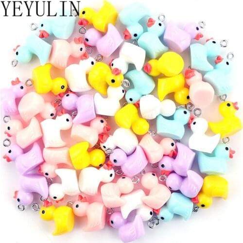 10Pcs/pack Colorful Animal Duck Resin Charms Pendant For Women Girls DIY Necklace Earring Keychain Jewelry Accessories