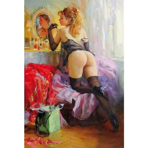 100% Handmade Original Oil Painting female art Impressionism nude girl on canvas 24"x36"