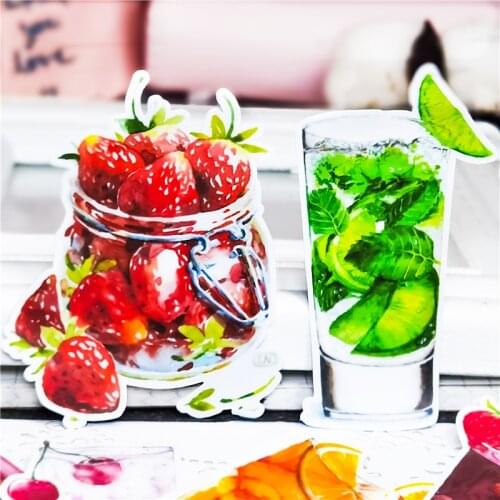 15Pcs Cute Tea, milk tea, beverage food Mini Paper Sticker scrapbooking Journal Diy Diary Album Stick Label Hand Book Decorative