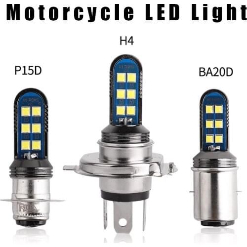 2 Pcs LED H4 Motorcycle BA20D P15D Car Fog Light CanBus No Error 6000k White 20w 2000Lm Super Bright