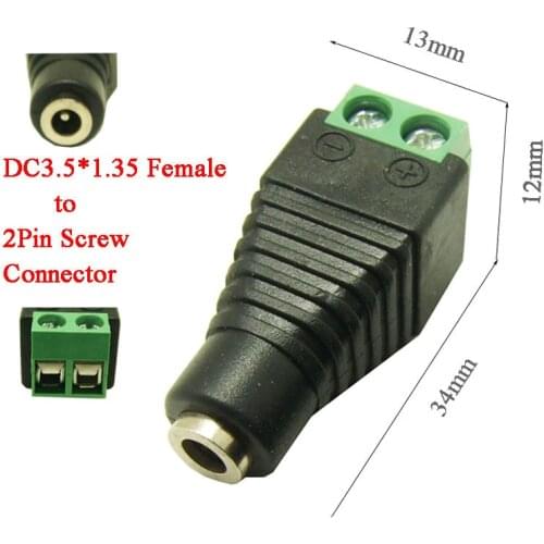 5pcs free shipping 3.5*1.35mm female DC connector / DC Plug/ DC Power Female Connector Plug to Screw Terminal 1.3 mm ID x 3.5mm