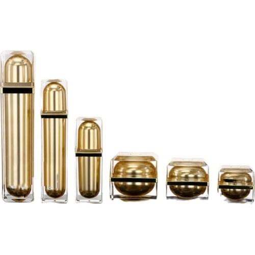 Acrylic Cream Jar 60ml Empty Lotion Pump Bottle 50g Gold Essence Emulsion Pump Packaging 120ml Acrylic Cosmetic Container 6pcs