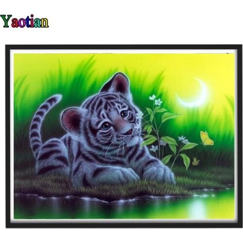 5D Mosaic Diamond Painting Cute little tiger Full Square Round Drill Animal Diamond Embroidery Sale Mosaic Handmade Gift