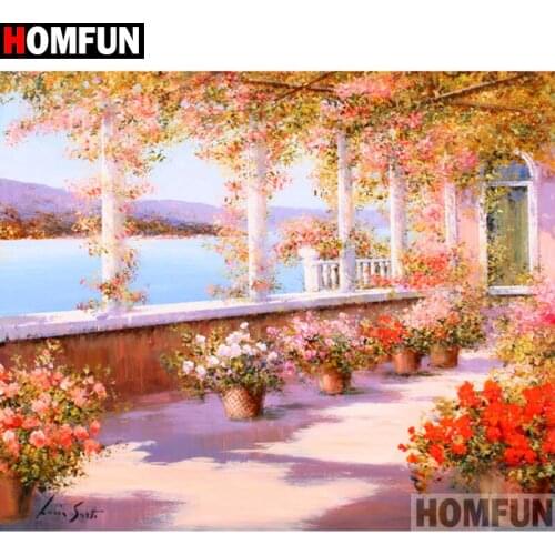 HOMFUN Full Square/Round Drill 5D DIY Diamond Painting "Flower corridor" 3D Embroidery Cross Stitch 5D Home Decor A13732