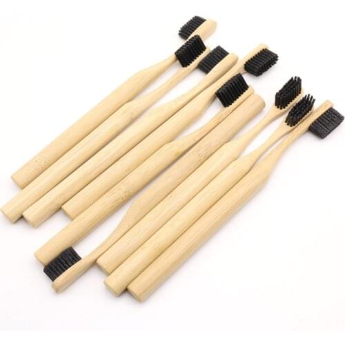 DR.PERFECT 50 PCS/lot Pillar Style Bamboo Toothbrush Wholesale Environment Wooden Bamboo Toothbrush Oral Care Black Head